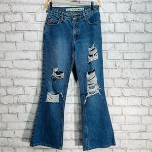 Mudd | VINTAGE VTG Factory Distressed Flare Jeans // 3